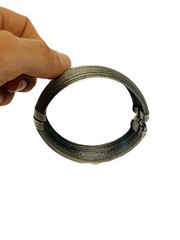 * Ethnic Tribal Engraved Hinged Cuff Bracelet Thailand Boho Jewelry Unique Gift