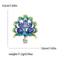 Vintage Style Peacock Bird Rhinestone Crystal Cyan Bird Brooch Pin Pendant Gift