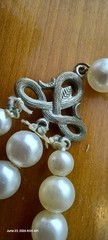 Vintage 3 Strand Necklace Faux Pearls Crystals Marked LAGUNA