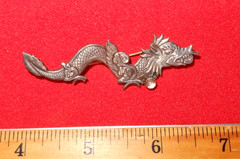 Sterling Silver Dragon Brooch with Moonstone – 3 inches. Power/Good Luck