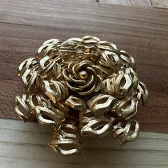 Vintage 1940s-50s Corocraft Flower Brooch Pin 2 Inch Openwork Gold Plated Signed
