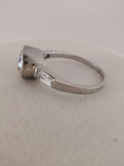 Sterling Silver Bezel Set Round CZ Tapered Baguette Solitaire Ring Size 8.75 925
