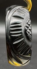 Vintage Carved Thick Black Bakelite Bangle Bracelet Tested 30g