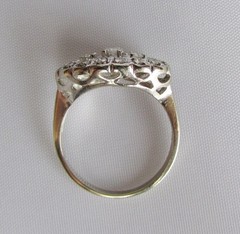 1920s Art Deco Moissanite Gemstone Cluster Navette Princess Ring Antique Jewelry
