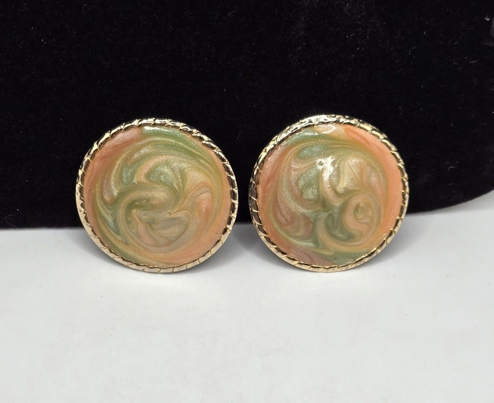 Vintage 80s unbranded, round enamel modernist statement earrings
