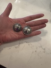 Vintage Sterling SW Style Circular Clip On Earrings/Bold/Drama/Everyday/1.25”