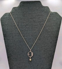 Vtg Sterling Faux Pearl Crescent Moon Man & Star Pendant 18″ Cable 925 Necklace