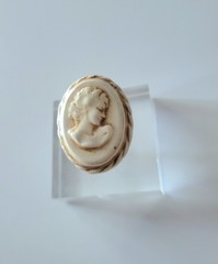 Hand Painted Molded Porcelain Brooch silhouette Cameo Victorian Style Vtg