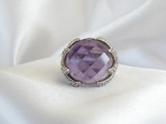Vintage Sterling Silver 925 Natural Amethyst Claw Unique Ring Size 7.5