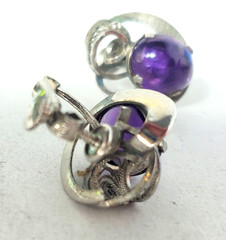 Vtg Sterling Silver Art Deco Amethyst Screwback Earrings Lot