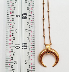 VTG 925 Vermeil Crescent Horn Pendant Necklace 22in Sterling Silver Bead Chain