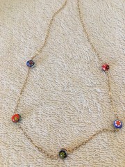 Vintage Millefiori Necklace Marked Gold Filled 12K 1/20 Estate Piece