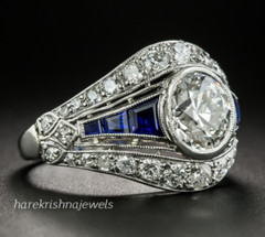 Art Deco Vintage 3.51CT Round Lab-Created Diamond 14K White Gold FN Antique Ring