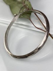 Vtg Sterling 925 Solid Silver Hinged Bangle 6.75″ Bracelet 5.2mm Signed TOB 6.8g