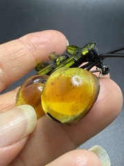 Vintage Austria Forbidden Fruit Frosted Glass Double Peach Brooch