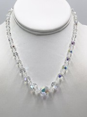 Vintage Necklace Crystal Aurora Borealis Single Strand 14 inch
