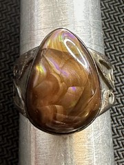 Vtg Sterling 925 México Southwestern Style Fire Agate Wide Band Ring, 10.5