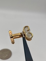 Vintage Hickok 3-Piece Set Mother of Pearl Gold Tone Cufflinks Tie Clip Set