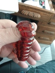 Vintage BAKELITE Stretch BAR BRACELET Apple Juice 7 Inches