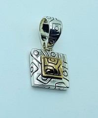 Vintage unique style Two Tone square shape Pendant charm fashion jewelry #15