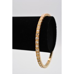 Graziano Vintage Bangle Bracelet Rhinestone Crystal Gold Tone Signed 1990s Bin4