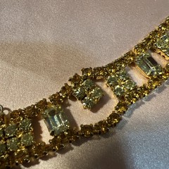 VTG Weiss Goldtone Crystal Peridot Green Topaz Tennis Bracelet-AS IS see Pics