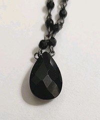 Vintage Carol Lee Black Crystal Necklace Pendant