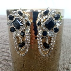 Vintage Style Black Rhinestone Chandelier Dangle Earrings for Women