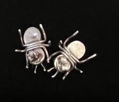 VTG Sterling Amber Insect Earrings Ant Pierced Post Style Unique!