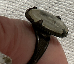 VTG Memorial Photograph Ring c1930s 1940s Portrait Under Glass Brass