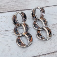 Vintage Earrings for Pierced Ears Brown Tones Linking Circles