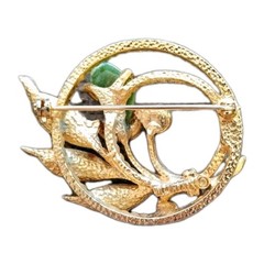 JADE GARDEN BROOCH, Sarah Coventry, 1966, Authentic Jade Accent Cultured Pearl
