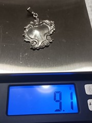 Antique Art Nouveau Sterling Silver Monogram Cartouche Pendant
