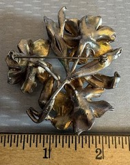 Vintage Pot Metal Enamel Orchid Flower Bouquet Brooch Pink Yellow Blue Green