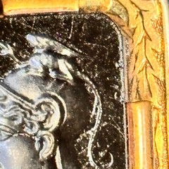 INTAGLIO double sided vintage GF pendant on FCC gold filled cable chain 1/20 12k