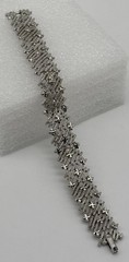Vintage 1960s Trifari Bracelet Textured Silvertone Metal Links Components Signed