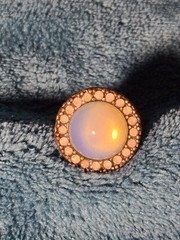 Vintage Avon Moon Glow Ring Opalescent Glass Halo Adjustable Comfort Sizer