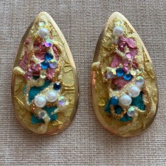Statement Gold Pearl Vintage Clip-On Earrings