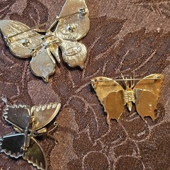 Vintage BUTTERFLY Pins Lot Of 8 AAI, D’ovlan, Damascene Enamel, Mesh