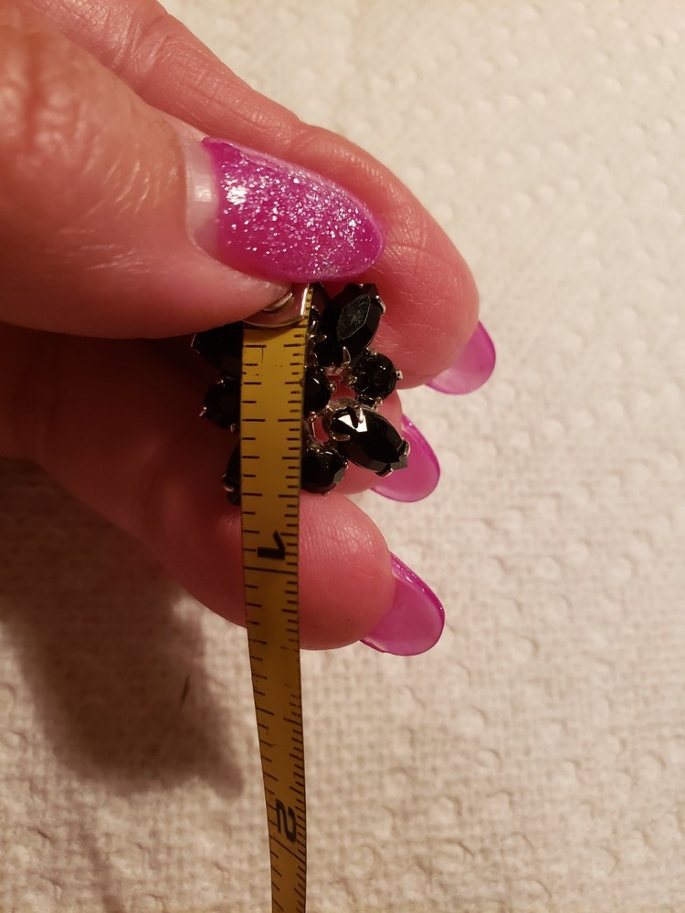 Vintage Weiss Silver-tone Screwback Earrings With Black Sets