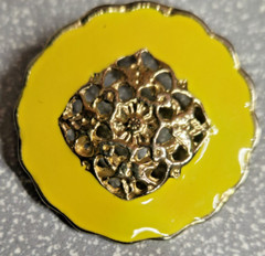 Classic Vintage Round Yellow & Gold-Tone Earrings Push-On 1.5 “