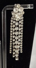 Vintage Sparkling Rhinestone Waterfall Earrings Silver Tone Glamorous Party (02)