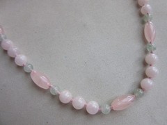 Pink and green quartz beaded long necklace -29″ long