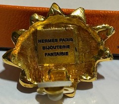 Hermès Sun Face Clip-On Earrings Bijouterie Fantaisie Gold Tone Signed w/ Box