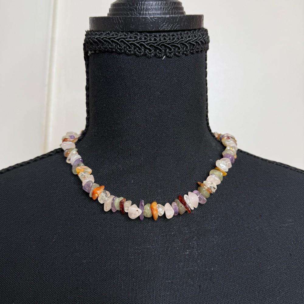 Vintage Artisan Multi-stone Chip Gemstone Necklace