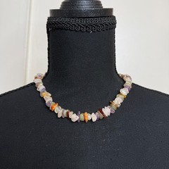 Vintage Artisan Multi-stone Chip Gemstone Necklace
