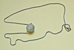 Vintage Box Chain Necklace with Disco Ball Slide Pendant