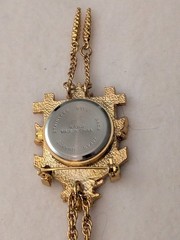 Vintage Lind 14KGE Rhinestone Cuckoo Clock Quartz Watch Brooch Pendant 24″ Chain