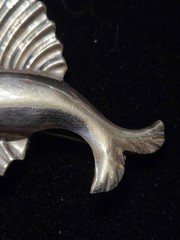 Sterling Silver 1930s Art Deco Flying Fish Cute Marked Sterling As Pictured