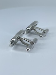 Vintage Swank hematite cufflinks long oval open silver tone design 3/4″